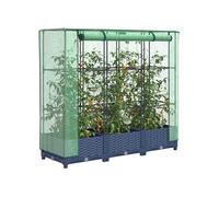 vidaXL Potager surélevé avec couverture de serre aspect rotin 120x40x123 cm