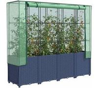 vidaXL Potager surélevé avec couverture de serre aspect rotin 160x40x153 cm