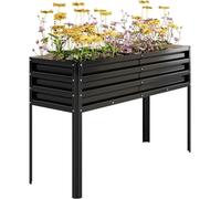 Jardinière surélevée avec pieds - Bac à fleurs surélevé - 127 x 43 x 81 cm - Pour légumes, fleurs, herbes aromatiques - Pour l'extérieur, jardin/terrasse - Noir