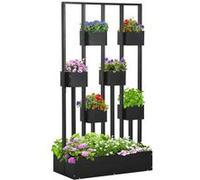 Outsunny Jardinière surélevée avec treillis en tissu non tissé et bois pour plantes, légumes, fleurs ou herbes aromatiques, 90 x 45 x 170 cm
