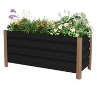 Jardinière surélevée - Bac à fleurs en métal - Alliage d'aluminium - Trous de drainage - Bords arrondis résistants aux coupures - 100 x 40 x 45 cm - Gris