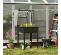 Jardinière surélevée - Bac à plantes - Avec couvercle - Trous de drainage - Pour herbes aromatiques et légumes - Protection contre les intempéries