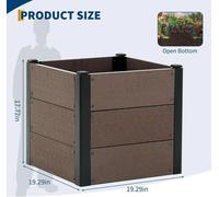 Jardinière surélevée - Bac à plantes - Composite WPC - Modèle pour racines profondes - 49 × 49 × 45 cm - Fond ouvert - Pour l'extérieur