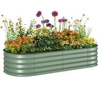 Jardinière surélevée - Bac à plantes en acier galvanisé - Fond ouvert - Bords sécurisés - Montage facile - 150 × 62 × 30 cm - Vert clair