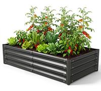 Jardinière surélevée COSTWAY, 123 x 64 x 29 cm, jardinière à herbes aromatiques en acier galvanisé, jardinière à fond ouvert, jardinière rectangulaire résistante aux intempéries, potager