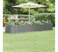 Jardinière surélevée de jardin, pour légumes herbes fleurs, en acier galvanisé thermolaqué, ovale, résistante aux intempéries, 296x80x36 cm, gris