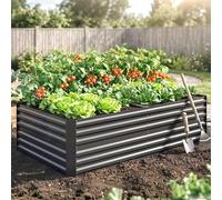 Jardinière surélevée en acier de grande taille, bac à plantes portable pour potager, jardinière à herbes aromatiques en acier résistante aux intempéries, gris foncé | 180 x 90 x 59 cm | 16 kg