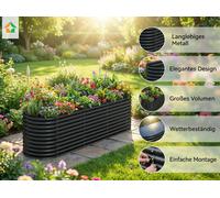 Jardinière surélevée en acier ovale L 320 x 80 x 80 anthracite
