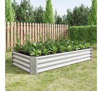 Jardinière surélevée, en acier résistant aux intempéries, design spacieux, argent, 6 x 3 x 1 pied