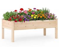 Jardinière surélevée en bois COSTWAY, jardinière pour enfants, 122 x 62 x 48 cm, bac à fleurs pouvant supporter jusqu'à 130 kg, jardinière avec trous de drainage, jardinière rectangulaire pour herbes 