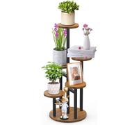 Jardinière surélevée en bois, support à fleurs à 4 niveaux, plateau de plantation d'angle en métal, pour l'intérieur et l'extérieur, convient à de nombreuses plantes, pour le coin salon, le balcon ou 