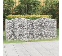 Jardinière surélevée en gabions avec arche haute The Living Store, 200 x 100 x 100 cm, fer galvanisé