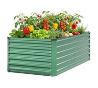 Jardinière surélevée en métal 177x89x57,5 cm, bac à plantes en acier galvanisé robuste avec filet de protection et géotextile, extra large et stable, idéal pour légumes, herbes, fleurs, incluant
