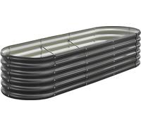 Jardinière surélevée en métal, 2,0 x 0,6 x 0,4 m Jardinière ovale d'extérieur en galvalume, fond ouvert, grande jardinière surélevée pour cultiver des légumes, des fleurs, des plantes succulentes, gri