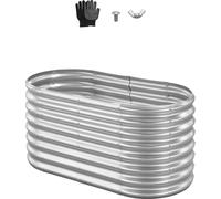 Jardinière surélevée en métal - Bac à plantes ovale - Dimensions 120 x 60 x 60 cm - Fond ouvert pour le drainage - Bords arrondis - Jardinière pour légumes, fleurs, herbes aromatiques et plantes succu