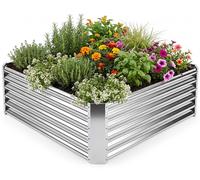 Jardinière surélevée en métal COSTWAY, jardinière à fond ouvert, jardinière rectangulaire résistante aux intempéries, jardinière à herbes aromatiques en tôle galvanisée, jardinière à légumes 124 x 124