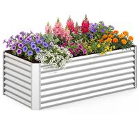 Jardinière surélevée en métal COSTWAY, jardinière à fond ouvert, jardinière rectangulaire résistante aux intempéries, jardinière à herbes aromatiques en tôle galvanisée, jardinière à légumes 181,5 x 9