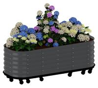 Jardinière surélevée en métal - Jardinière mobile - Avec roulettes - Bac de culture surélevé - Aluminium - 195 x 60 x 50 cm - Pour légumes, fruits et herbes aromatiques - Gris foncé