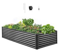 Jardinière surélevée en métal - Jardinière/potager 240 x 120 x 60 cm - Fond ouvert - Bords arrondis - Pour légumes, fleurs, herbes aromatiques et plantes succulentes - Rectangulaire