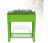 Jardinière surélevée en métal LZQ 80 x 35 x 80 cm, jardinière surélevée en acier galvanisé pour herbes aromatiques et légumes, avec tablette et crochets, résistante aux intempéries, pour balcon, terra