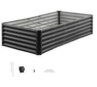 Jardinière surélevée en métal SucceBuy 1800 x 900 x 430 mm, jardinière à fond ouvert et bords arrondis, idéale pour les légumes, les fleurs, les herbes aromatiques et les plantes succulentes
