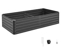 Jardinière surélevée en métal SucceBuy 2032 x 1016 x 470 mm, jardinière à fond ouvert et aux bords arrondis, spacieuse, idéale pour les légumes, les fleurs, les herbes aromatiques et les plantes succu