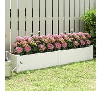 Jardinière surélevée en plastique à emboîter, bac à plantes et châssis de culture à monter soi-même, blanc | 197 x 54 x 33 cm | 11 kg | résistante aux intempéries
