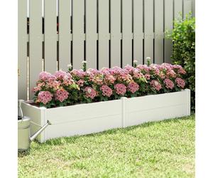 Jardinière surélevée en plastique à emboîter, bac à plantes et châssis de culture à monter soi-même, blanc | 197 x 54 x 33 cm | 11 kg | résistante aux intempéries