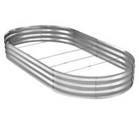 Jardinière surélevée galvanisée, 240 x 120 x 30 cm, kit de jardinière ovale en métal pour l'extérieur, jardinière surélevée sans fond avec gants, en aluzinc antirouille, pour la culture de fleurs, de