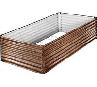 Jardinière surélevée galvanisée, 240 x 120 x 62 cm, jardinière rectangulaire en métal pour l'extérieur, bac à plantes surélevé sans fond avec gants, alu-zinc, pour cultiver des fleurs et des légumes,