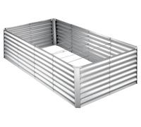 Jardinière surélevée galvanisée, 2400 x 1200 x 620 mm, kit de jardinière rectangulaire en métal pour l'extérieur, bac à plantes surélevé sans fond avec gants, alu-zinc, pour la culture de fleurs et de