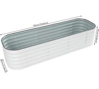 Jardinière surélevée - Jardinière modulaire en métal - 10 en 1 - 195 × 60 × 43 cm - Acier galvanisé, peinture haute température - Blanc/gris clair