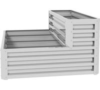 Jardinière surélevée - Jardinière - Pour l'extérieur - Acier galvanisé - Design à plusieurs niveaux - Fond ouvert - Grande taille 120 × 101 × 58 cm - Blanc