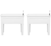 Jardinière surélevée - Jardinière rectangulaire - Lot de 2 - Capacité de charge : 25 kg - Pour légumes/herbes aromatiques/fleurs - Balcon/terrasse/jardin - Blanc