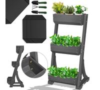 Jardinière surélevée KESSER® à plusieurs niveaux, jardinière premium, escalier de fleurs, jardinière en escalier – potager, jardinière à herbes aromatiques, bac à plantes, châssis de culture, parterre