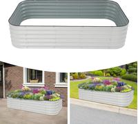 Jardinière surélevée - Kit de jardinière - 240 × 60 × 43 cm - Acier zingué - Antirouille - Fond ouvert - Pour légumes, fleurs, herbes aromatiques - Blanc