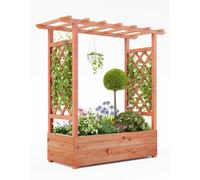 Jardinière surélevée, modèle en bois, treillis pour plantes grimpantes, 110 x 44 x 113,5 cm