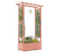 Jardinière surélevée, modèle en bois, treillis pour plantes grimpantes, 110 x 44 x 182 cm