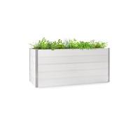 Jardinière surélevée - Nova Grow - Carré de potager - 195x91x100cm - Plate-bande surélevée - WPC aspect bois - Blanc - avec Protection Contre Les UV