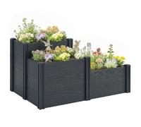 Jardinière surélevée - Outsunny - 3 niveaux étagés - fond ouvert - pour fleurs, légumes - plastique - 120x80x64cm - effet bois gris