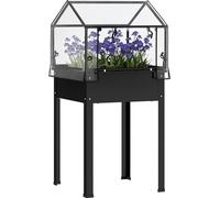 Jardinière surélevée Outsunny avec couvercle, jardinière surélevée pour herbes aromatiques avec trous de drainage