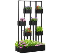 Jardinière surélevée - Outsunny - avec treillis feutre non tissé potager légumes fleurs - bois - 90x45x170cm - naturel