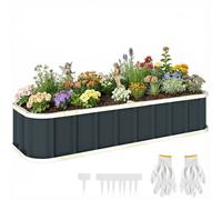 Jardinière surélevée - Outsunny - gants et bords pliés - acier galvanisé - 165x52x31cm - gris foncé