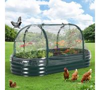Jardinière surélevée ovale - Bac à plantes - Acier galvanisé - Couverture avec portes en filet à fermeture éclair - Fond ouvert - Extra épaisse - Format géant - Jaune