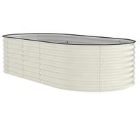 Jardinière surélevée ovale en tôle galvanisée - Bac à fleurs en métal 240 x 120 x 60 cm - Jardinière profonde - Grande jardinière pour légumes, fleurs et herbes aromatiques - Blanc