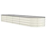 Jardinière surélevée ovale galvanisée - Bac à plantes en métal 240 x 60 x 45 cm - Bac à racines profond - Grand bac de jardin pour légumes, fleurs et herbes aromatiques - Blanc