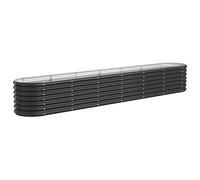 Jardinière surélevée ovale, pot de jardin extérieur pour légumes et herbes, acier galvanisé thermolaqué, anthracite, 260 x 40 x 36 cm