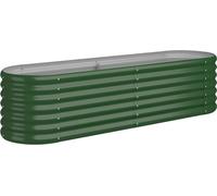Jardinière surélevée ovale, pour jardin balcon terrasse, en acier galvanisé thermolaqué, 152x40x36 cm, couleur vert
