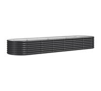 Jardinière surélevée ovale, pour jardin balcon terrasse, en acier galvanisé thermolaqué, 296 x 80 x 36 cm, anthracite