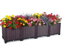 Jardinière surélevée pour l'extérieur - Bac à plantes ovale - 156 x 39 x 34,5 cm - Fond ouvert - Plastique - Blanc